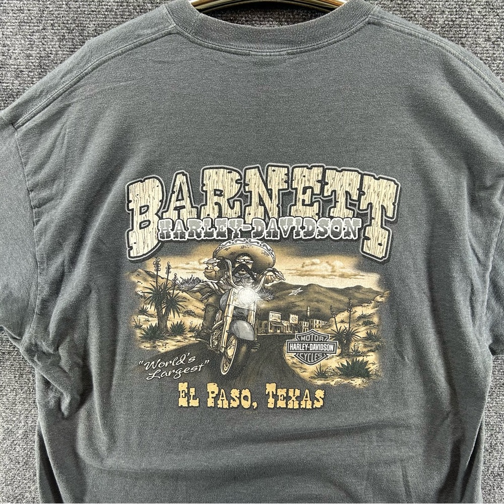 Harley‎ Davidson Shirt Mens 2XL Barnett El Paso Texas Gray Mexican Biker Border